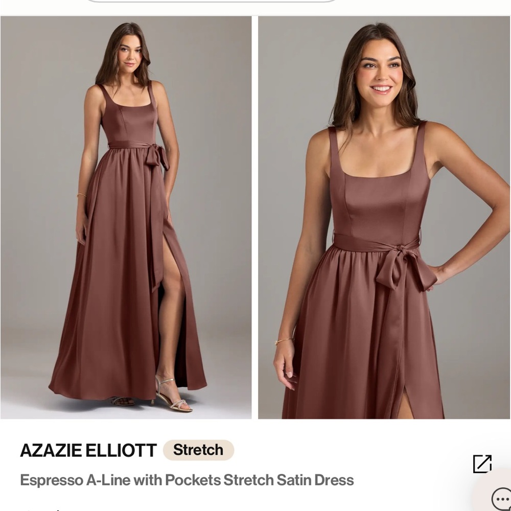 Azazie Espresso Stretch Satin Maxi Dress